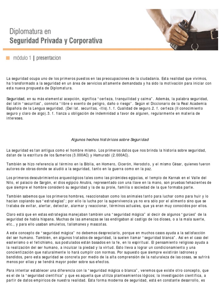 Diplomatura en Seguridad Privada y Corporativa | PDF | Seguridad ...