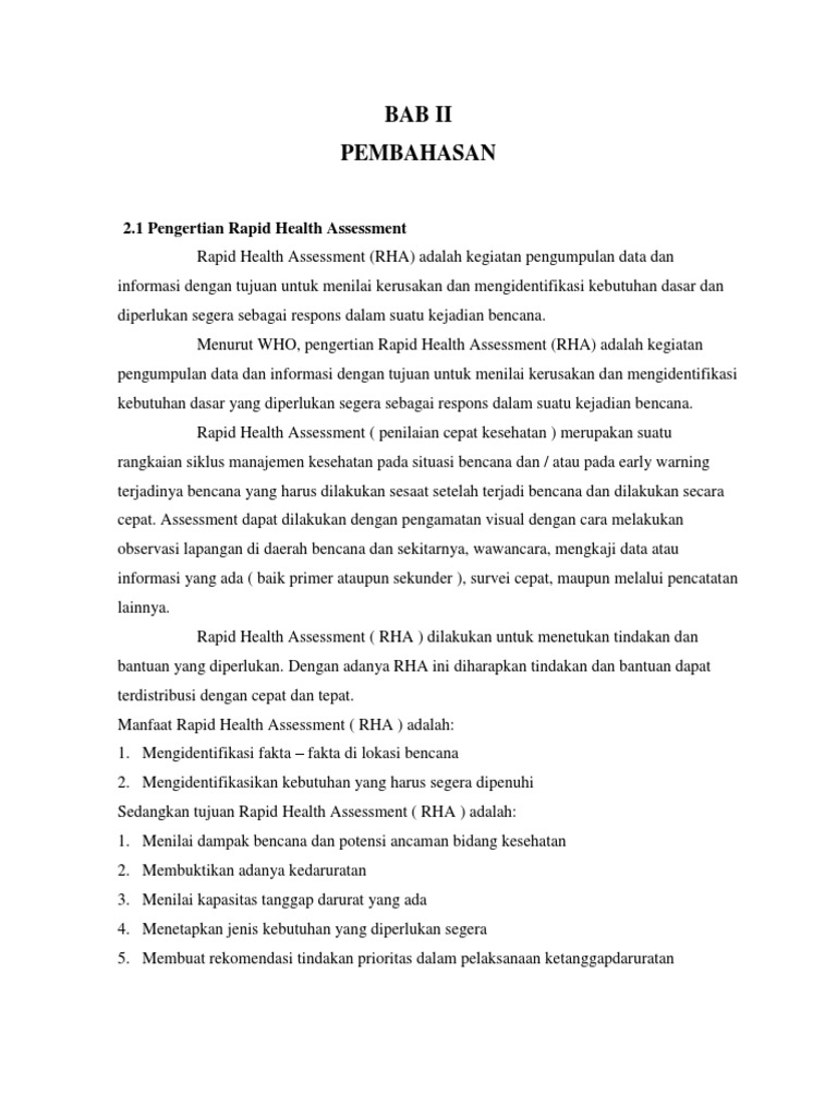 Pengertian Rapid Health Assessment Pdf