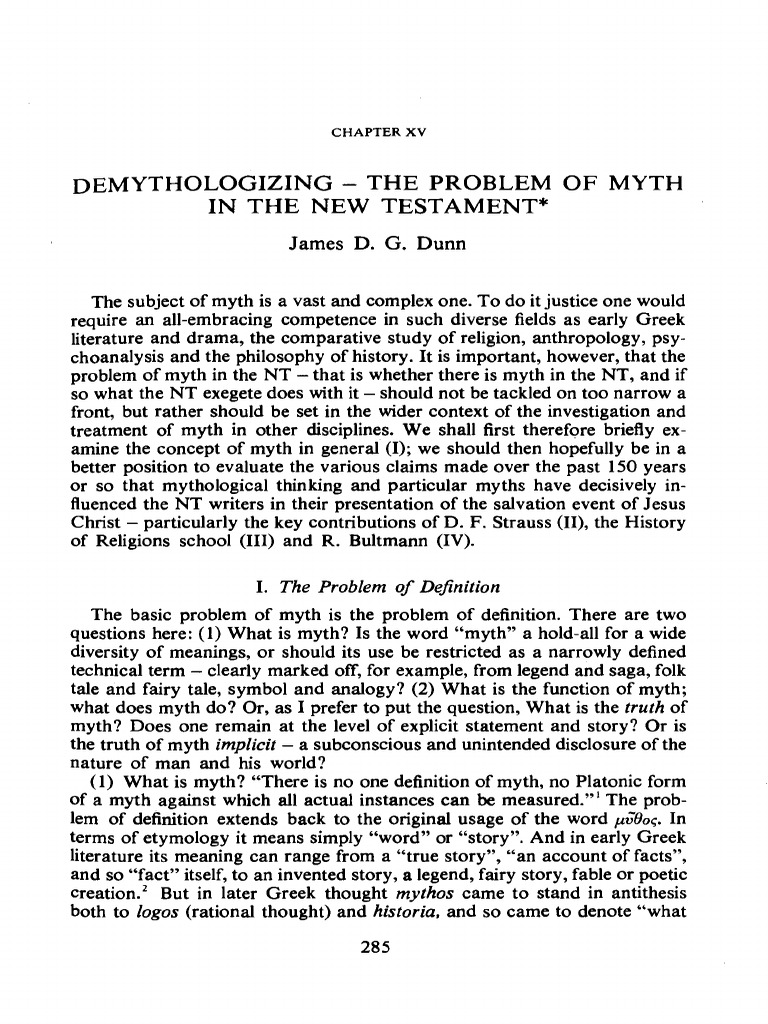 Demythologizing - The Problem of Myth in The New Testament | PDF ...