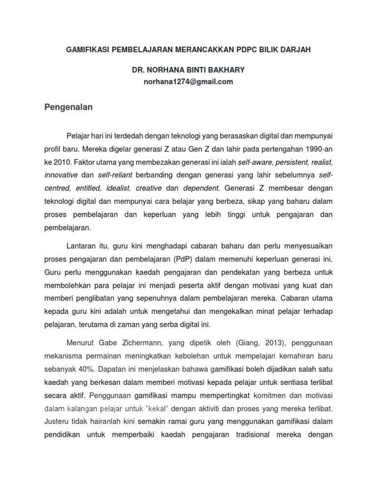 Aplikasi Gamifikasi dalam Pendidikan | PDF