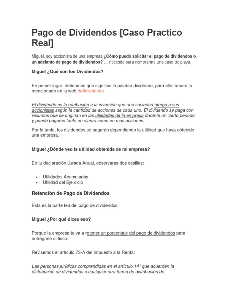 Pago de Dividendos: Guía Práctica | PDF | Dividendo | Impuesto sobre la ...