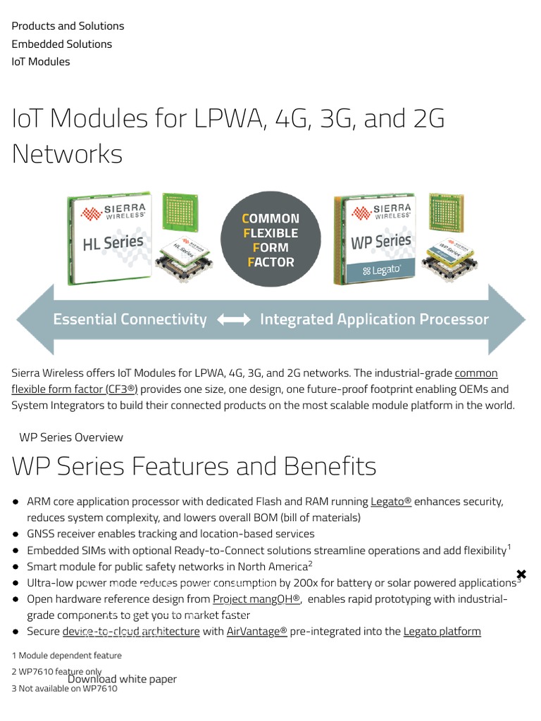 IoT Modules For LPWA, 4G, 3G, and 2G Networks - Sierra Wireless | PDF ...
