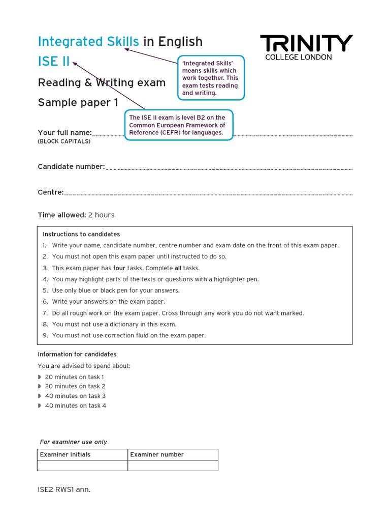 ISE II Sample Paper 1 (With Notes) PDF | PDF | Local Food | Test ...