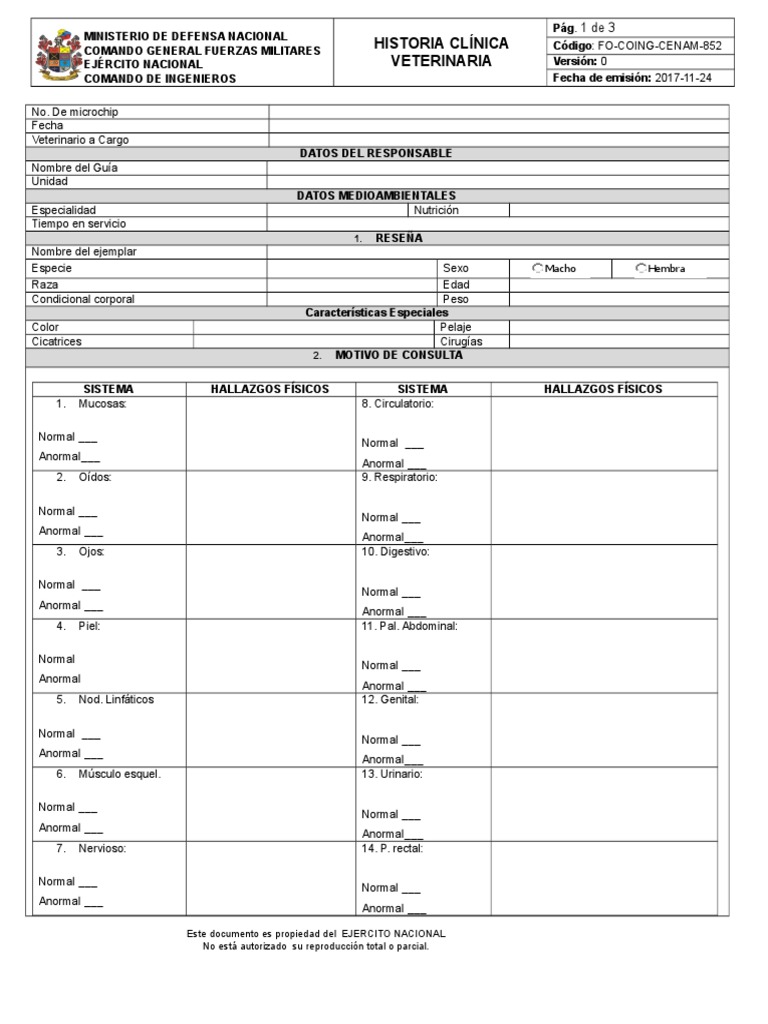 19. HISTORIA CLINICA VETERINARIA.doc | Medicina | Especialidades Medicas