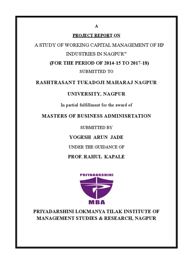 Corrected MBA Project Pages 2017-18 | PDF | Master Of Business ...