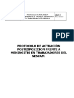 Protocolo de Postexposicion A Meningitis Trabajadores Del Sescam