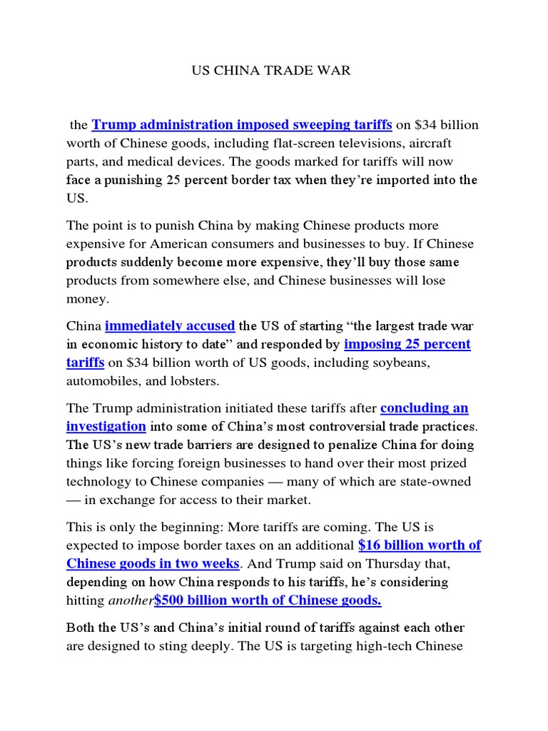 Us China Trade War | PDF | Tariff | China
