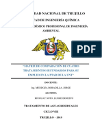 Matriz de comparación de cuatro tratamientos secundarios para la PTAR de la UNT