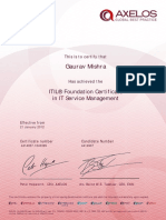 Gaurav Mishra: ITIL® Foundation Certificate in IT Service Management