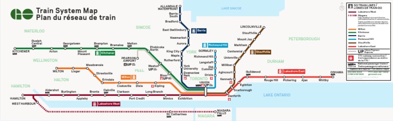 Train System Map Plan Du Réseau de Train: Waterloo Simcoe Peterborough ...
