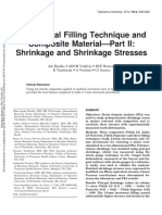Incremental Filling Technique and Composite Material-Part II: Shrinkage and Shrinkage Stresses
