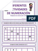 Trabajamos Los Números Del 1 Al 100 DIFERENTES ACTIVIDADES DE NUMERACIÓN PDF