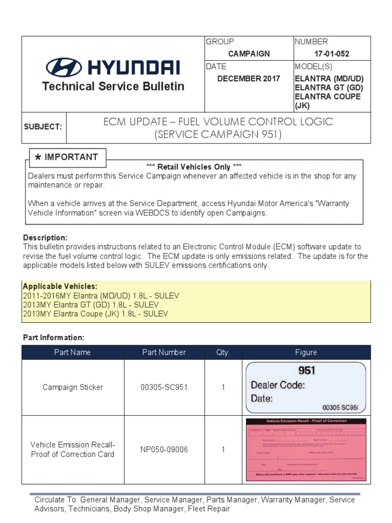 Tsb Hyundai Pdf Transport Manufactured Goods