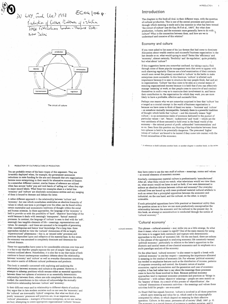 Production of Culture | PDF | Economics | Identity (Social Science)