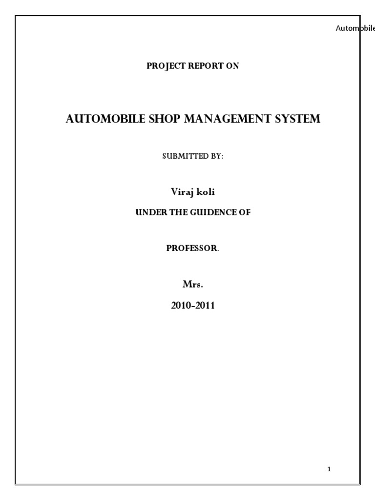 Automobile Shop Management System Report | PDF | Microsoft Sql Server ...
