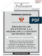 Programa de Incentivos A La Mejora de La Gestión Municipal 2019