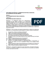 Reglamento interno administración pública municipal Tlalnepantla