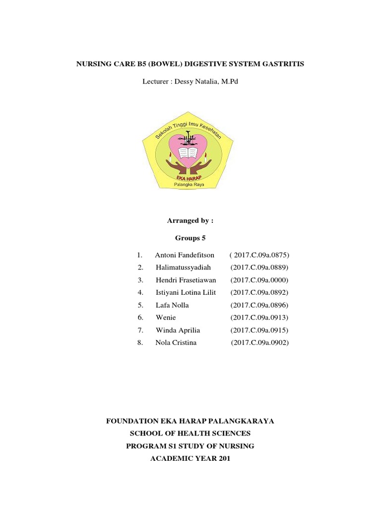 Nursing Care B5 Bowel Digestive System Gastritis Nausea Pain