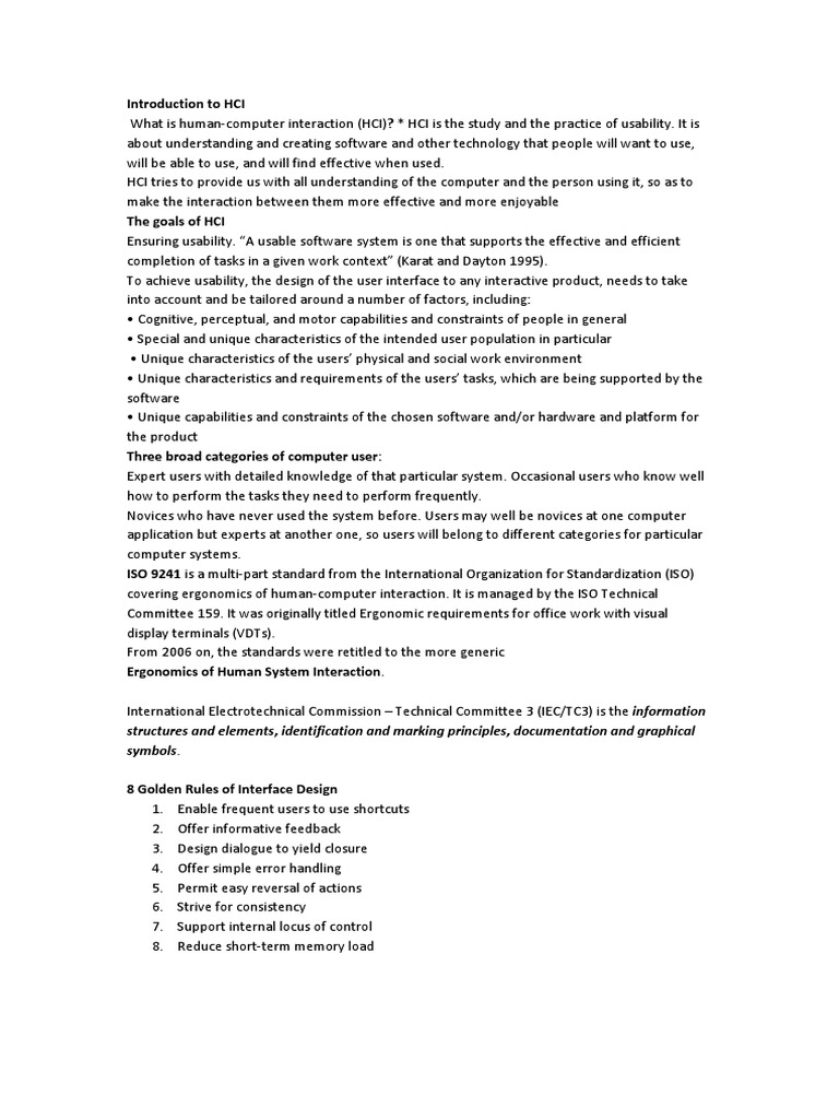 Introduction To HCI: Structures and Elements, Identification and ...
