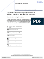 A Qualitative Phenomenological Exploration of Teachers Experience With Nutrition Education
