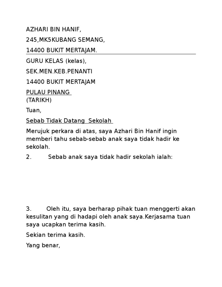 Surat X Pi Sekolah