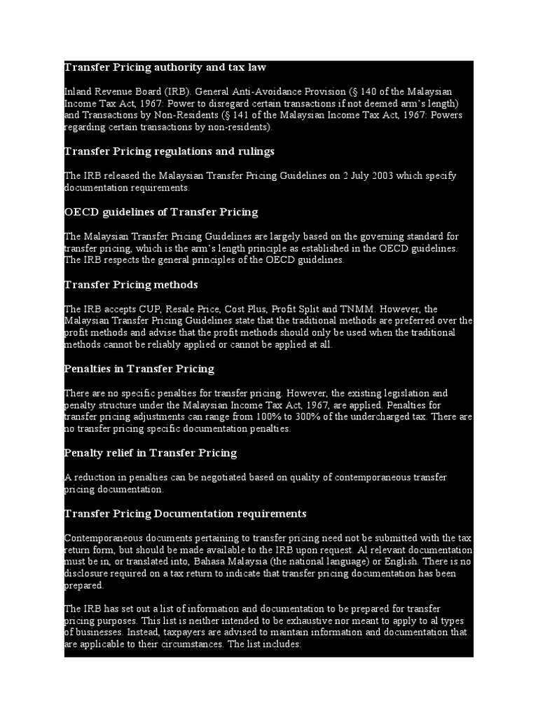 An InDepth Guide to Malaysia's Transfer Pricing Regulations