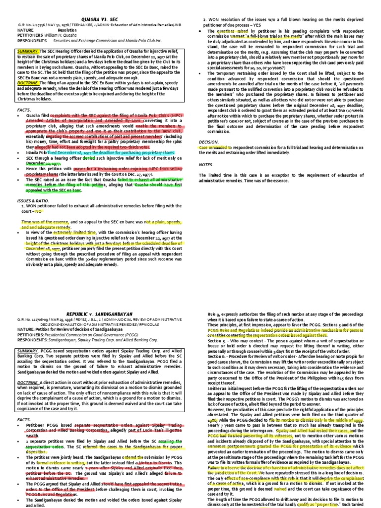 Quasha vs. Sec SUMMARY. The SEC Hearing Officer Denied The Application