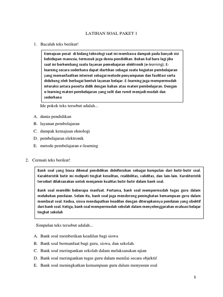 Latihan Soal Unbk P 2