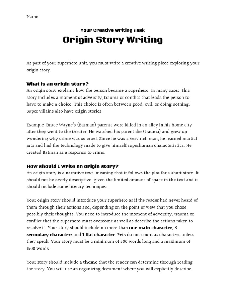 origin story essay