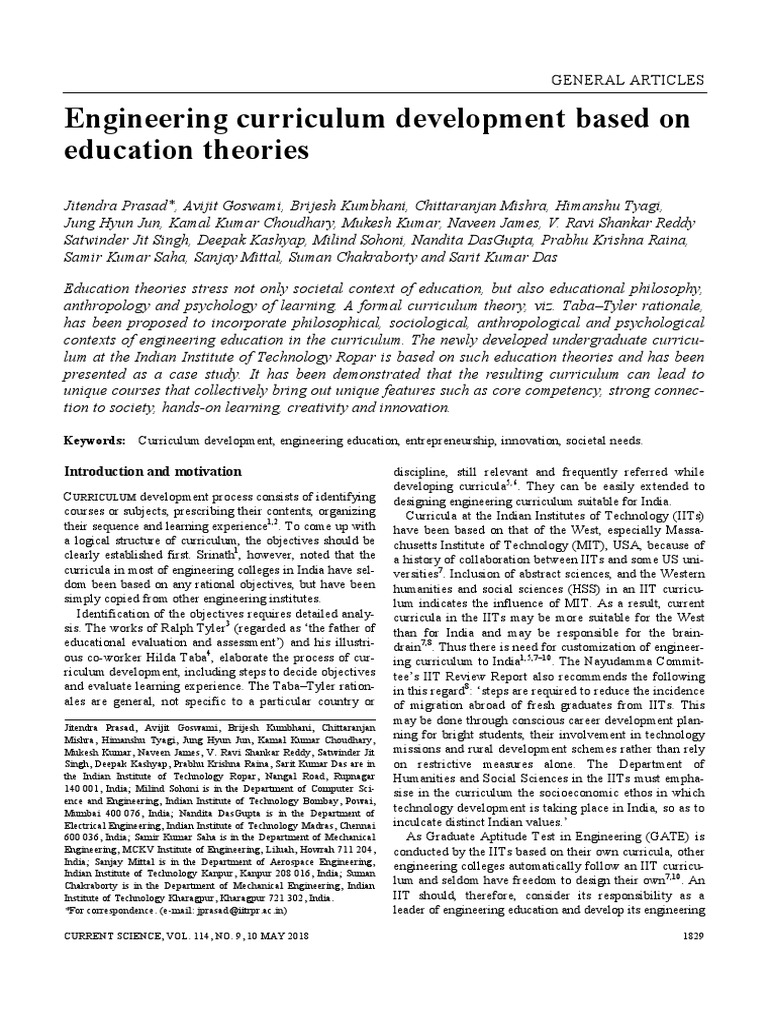 Engineering Curriculum Development | PDF | Engineering | Curriculum