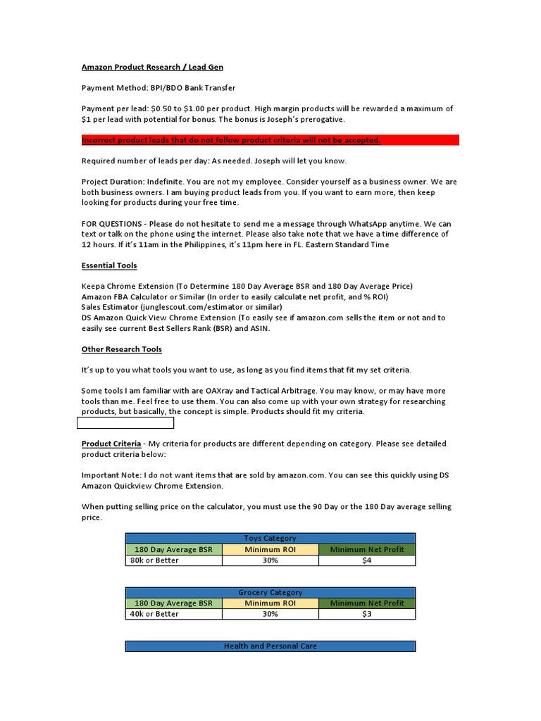 Amazon Research Product Guide | PDF | Return On Investment | Cost