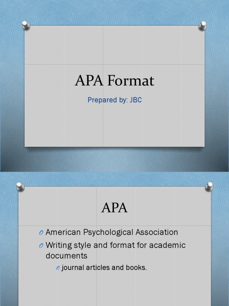 APA Format: Prepared By: JBC | PDF