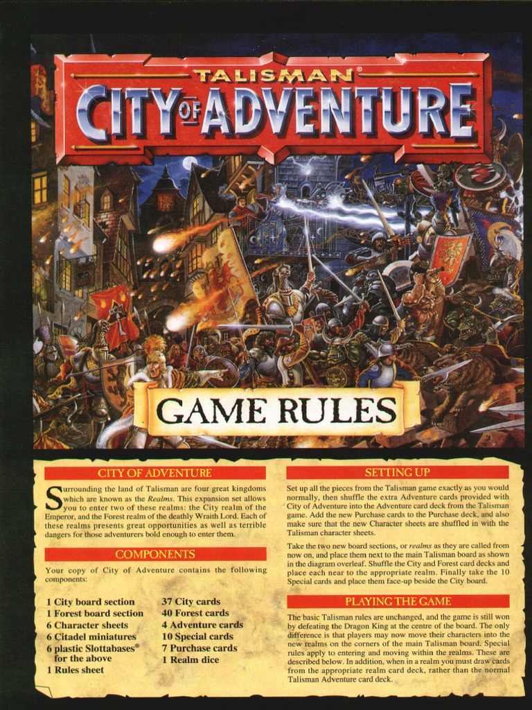 Talisman 3rd Edition - City of Adventure - Rules | PDF | Fantasy Games ...
