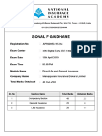 Sonal F Gaidhane: Registration No