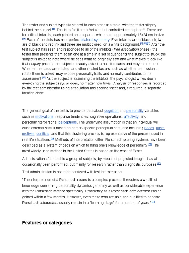 Understanding the Rorschach Test Process | PDF | Cognition | Psychology