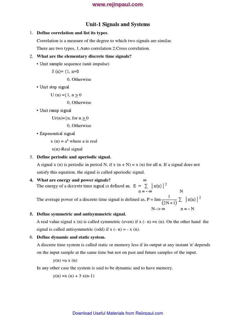 Signals and Systems Overview | PDF | Discrete Fourier Transform | Fast ...