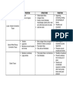 Connective Tissue Table