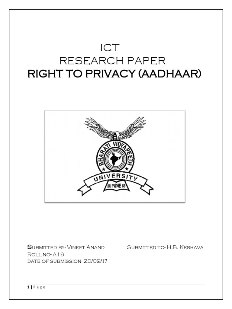 Aadhaar and the Right to Privacy | PDF | Right To Privacy | Privacy