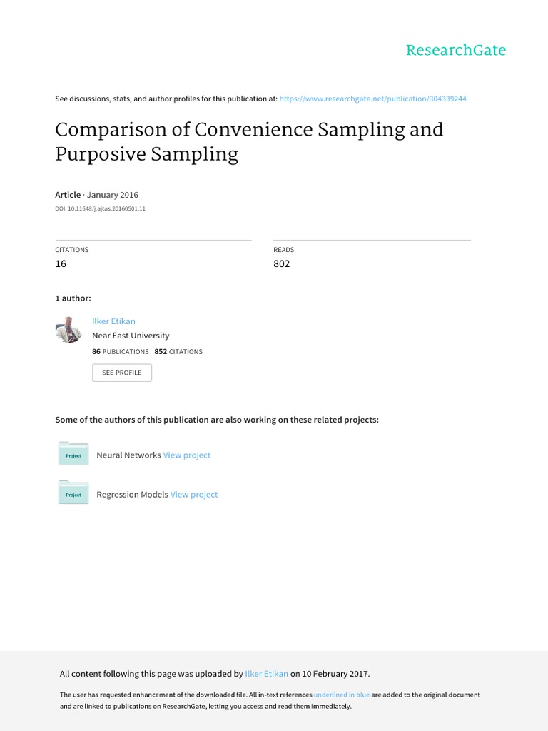 [A Comparison Of Convenience Sampling And Purposive Sampling.] – CKPCC