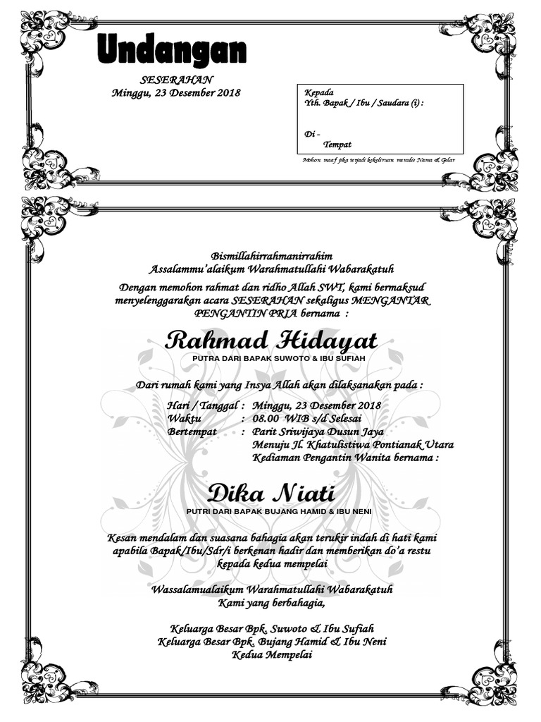 Undangan Seserahan