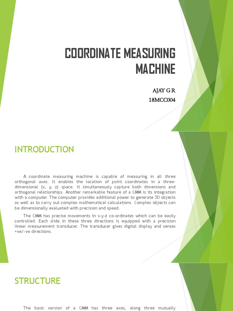 Coordinate Measuring Machine PDF Cartesian Coordinate System
