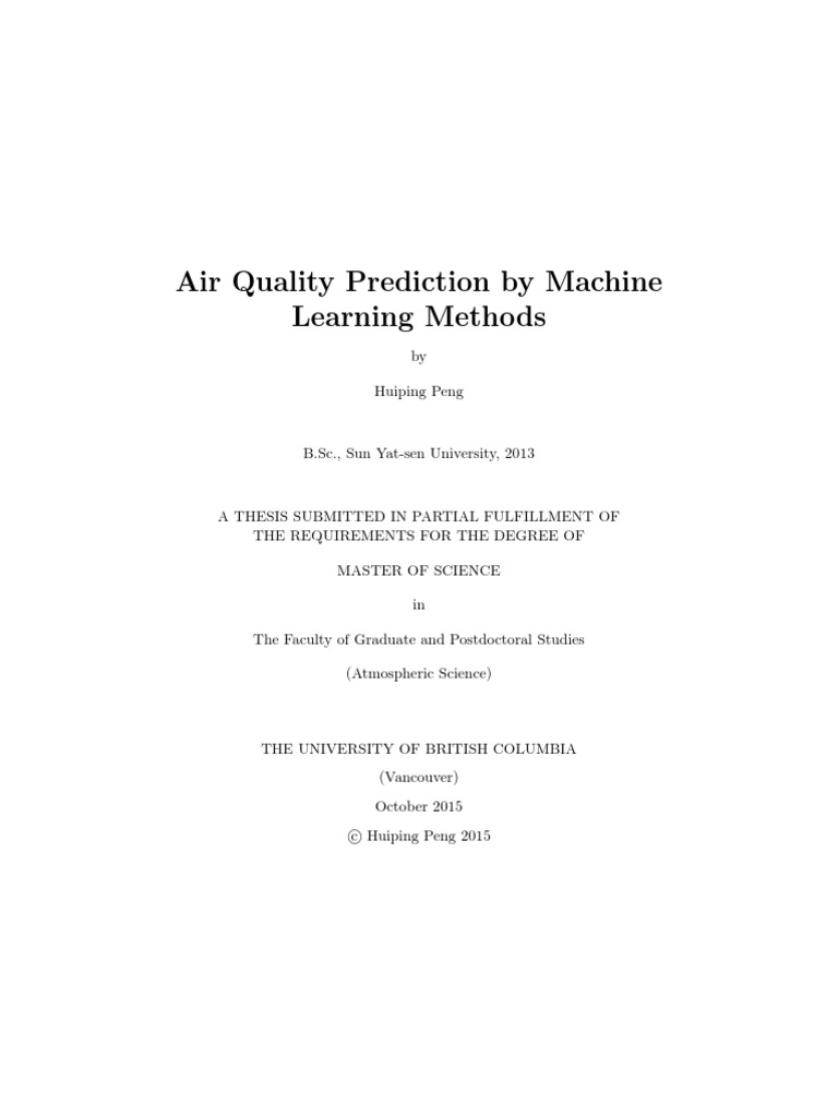Machine Learning for Air Quality Forecasting | PDF | Air Pollution ...