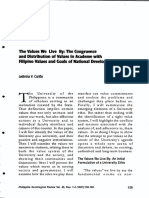 The Values We Live - The Congruence and Distribution of Values in Academe With Filipino Valu PDF