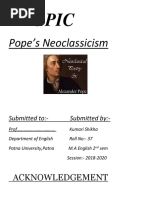 Pope's Neoclassicism: Topic