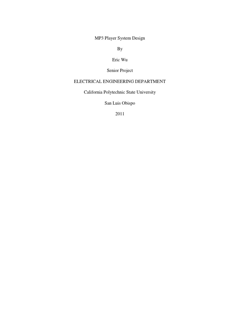 High-Fidelity MP3 Player Design | PDF | Microcontroller | Secure Digital