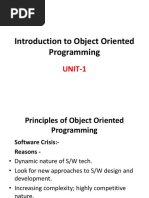 Introduction To Object Oriented Programming: UNIT-1