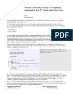 Riphah International University Faculty of Computing Programming Fundamentals Lab 3: Taking Input From Users