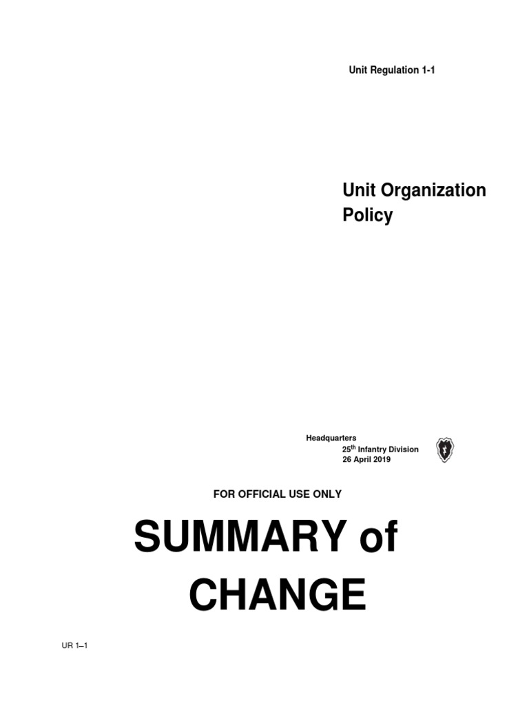 25th Infantry Division Unit Policy Guide | PDF | Platoon | Sergeant