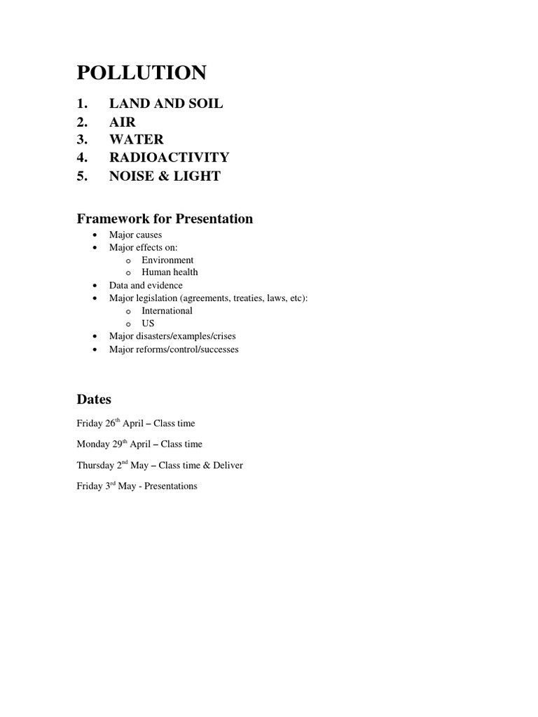 Overview of Pollution Types and Impacts | PDF | Politics | Science ...