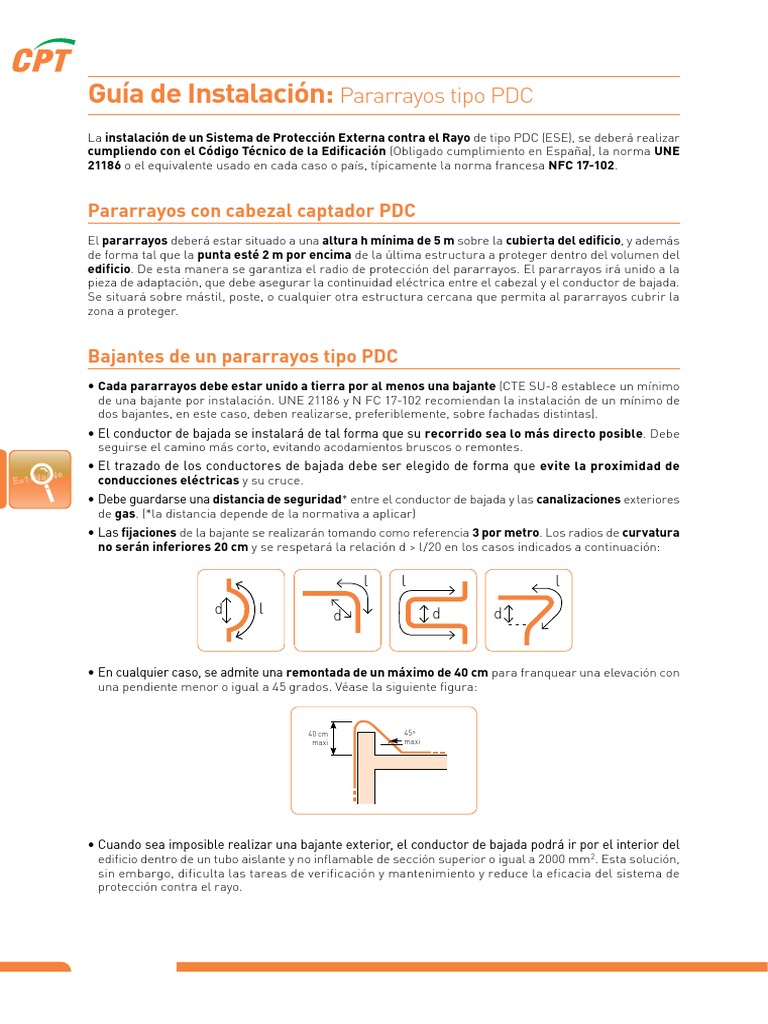 Instalación de Pararrayos PDC según UNE 21186 | PDF | Ingenieria ...